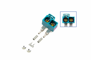 FAKRA double socket - angled like 6Q0 035 675 K [Codierung Z / water blue]