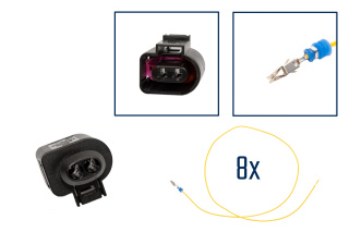 Reparatursatz Stecker 2 polig 1J0 973 722 Steckergehäuse für VW Audi Seat Skoda [0.5mm² / Konfektionierter Reparatursatz]