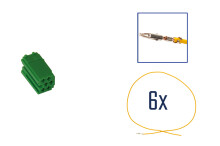 Reparatursatz Stecker 6 polig für MINI ISO Steckergehäuse grün